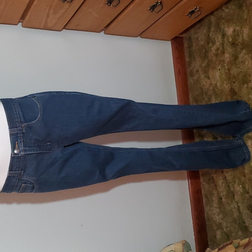 THE LIMITED Womens Long Indigo Blue 5-Pocket Mid-Rise Jeans-EUC-Sz 8L